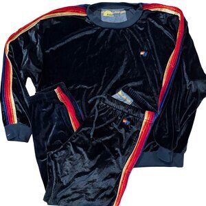 Aviator Nation Black Velvet Stripes Sweatshirt and Sweatpants Unisex Medium
